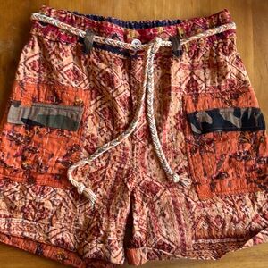 Free People Orange Patterned Women Shorts